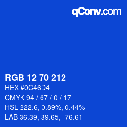 Color code: RGB 12 70 212 | qconv.com