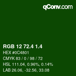 カラーコード: RGB 12 72.4 1.4 | qconv.com