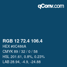 カラーコード: RGB 12 72.4 106.4 | qconv.com