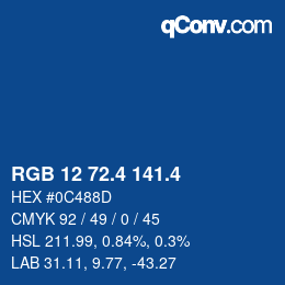 カラーコード: RGB 12 72.4 141.4 | qconv.com