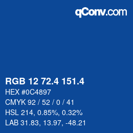 カラーコード: RGB 12 72.4 151.4 | qconv.com