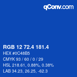 カラーコード: RGB 12 72.4 181.4 | qconv.com