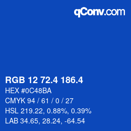 カラーコード: RGB 12 72.4 186.4 | qconv.com