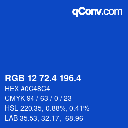 カラーコード: RGB 12 72.4 196.4 | qconv.com