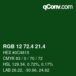 カラーコード: RGB 12 72.4 21.4 | qconv.com