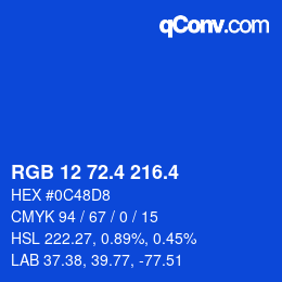 カラーコード: RGB 12 72.4 216.4 | qconv.com