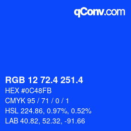 カラーコード: RGB 12 72.4 251.4 | qconv.com