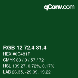 カラーコード: RGB 12 72.4 31.4 | qconv.com