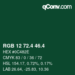 カラーコード: RGB 12 72.4 46.4 | qconv.com