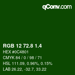 カラーコード: RGB 12 72.8 1.4 | qconv.com