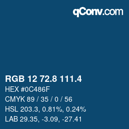カラーコード: RGB 12 72.8 111.4 | qconv.com