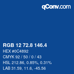 カラーコード: RGB 12 72.8 146.4 | qconv.com