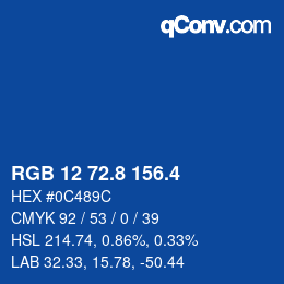 カラーコード: RGB 12 72.8 156.4 | qconv.com