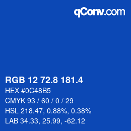 カラーコード: RGB 12 72.8 181.4 | qconv.com