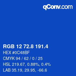 カラーコード: RGB 12 72.8 191.4 | qconv.com
