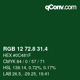 カラーコード: RGB 12 72.8 31.4 | qconv.com