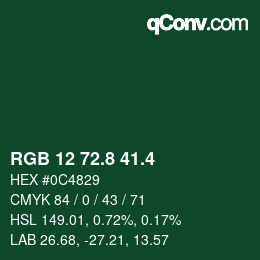 カラーコード: RGB 12 72.8 41.4 | qconv.com