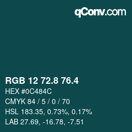 カラーコード: RGB 12 72.8 76.4 | qconv.com