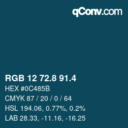 カラーコード: RGB 12 72.8 91.4 | qconv.com