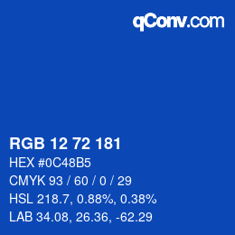 カラーコード: RGB 12 72 181 | qconv.com