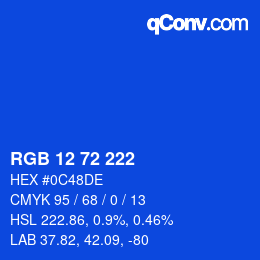 カラーコード: RGB 12 72 222 | qconv.com