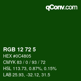 Color code: RGB 12 72 5 | qconv.com