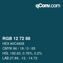 カラーコード: RGB 12 72 88 | qconv.com