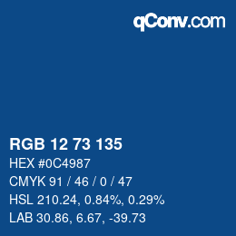 Color code: RGB 12 73 135 | qconv.com