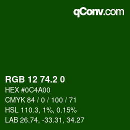 カラーコード: RGB 12 74.2 0 | qconv.com