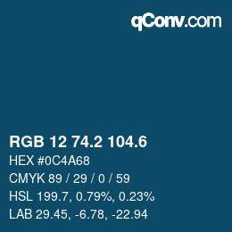 カラーコード: RGB 12 74.2 104.6 | qconv.com
