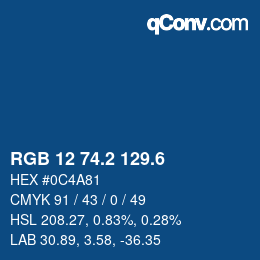 カラーコード: RGB 12 74.2 129.6 | qconv.com