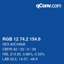 カラーコード: RGB 12 74.2 154.6 | qconv.com