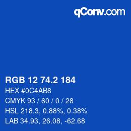 Color code: RGB 12 74.2 184 | qconv.com