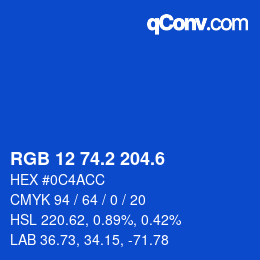 カラーコード: RGB 12 74.2 204.6 | qconv.com