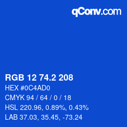 Color code: RGB 12 74.2 208 | qconv.com