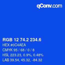 カラーコード: RGB 12 74.2 234.6 | qconv.com