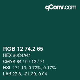 Color code: RGB 12 74.2 65 | qconv.com