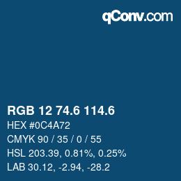 カラーコード: RGB 12 74.6 114.6 | qconv.com