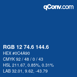 カラーコード: RGB 12 74.6 144.6 | qconv.com