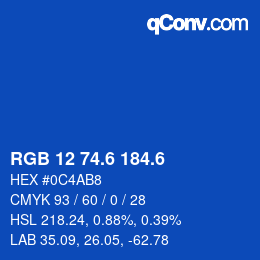 カラーコード: RGB 12 74.6 184.6 | qconv.com