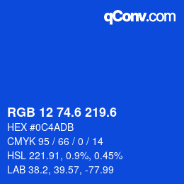 カラーコード: RGB 12 74.6 219.6 | qconv.com