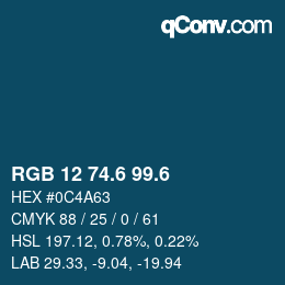 カラーコード: RGB 12 74.6 99.6 | qconv.com