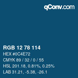 Color code: RGB 12 78 114 | qconv.com