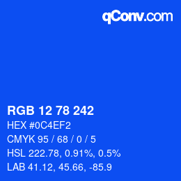 Color code: RGB 12 78 242 | qconv.com