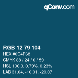 カラーコード: RGB 12 79 104 | qconv.com