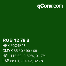 Color code: RGB 12 79 8 | qconv.com