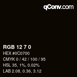 カラーコード: RGB 12 7 0 | qconv.com
