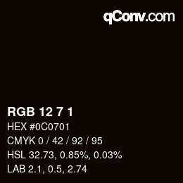 Color code: RGB 12 7 1 | qconv.com