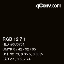 カラーコード: RGB 12 7 1 | qconv.com