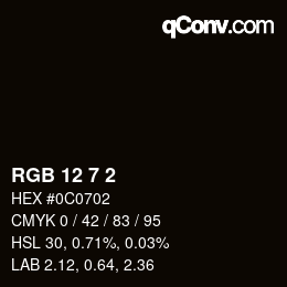 Color code: RGB 12 7 2 | qconv.com